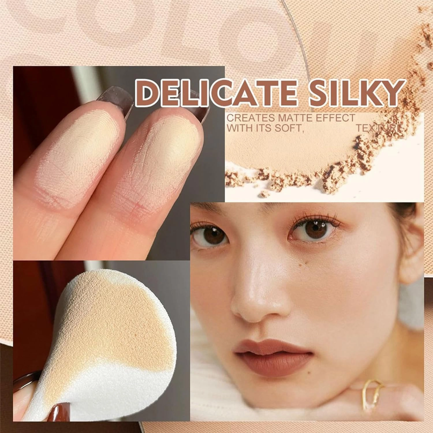 Matte Wet And Dry Powder, Matte Perfections Pressed Powder, Lasting Waterproof Makeup Powder, Oil Control Wet And Dry Face PressedPowder (02#-Natural beige, 1)