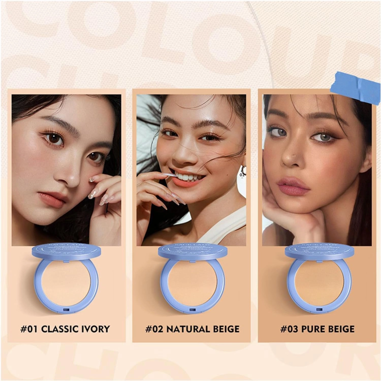 Matte Wet And Dry Powder, Matte Perfections Pressed Powder, Lasting Waterproof Makeup Powder, Oil Control Wet And Dry Face PressedPowder (03#-Pure beige, 1)