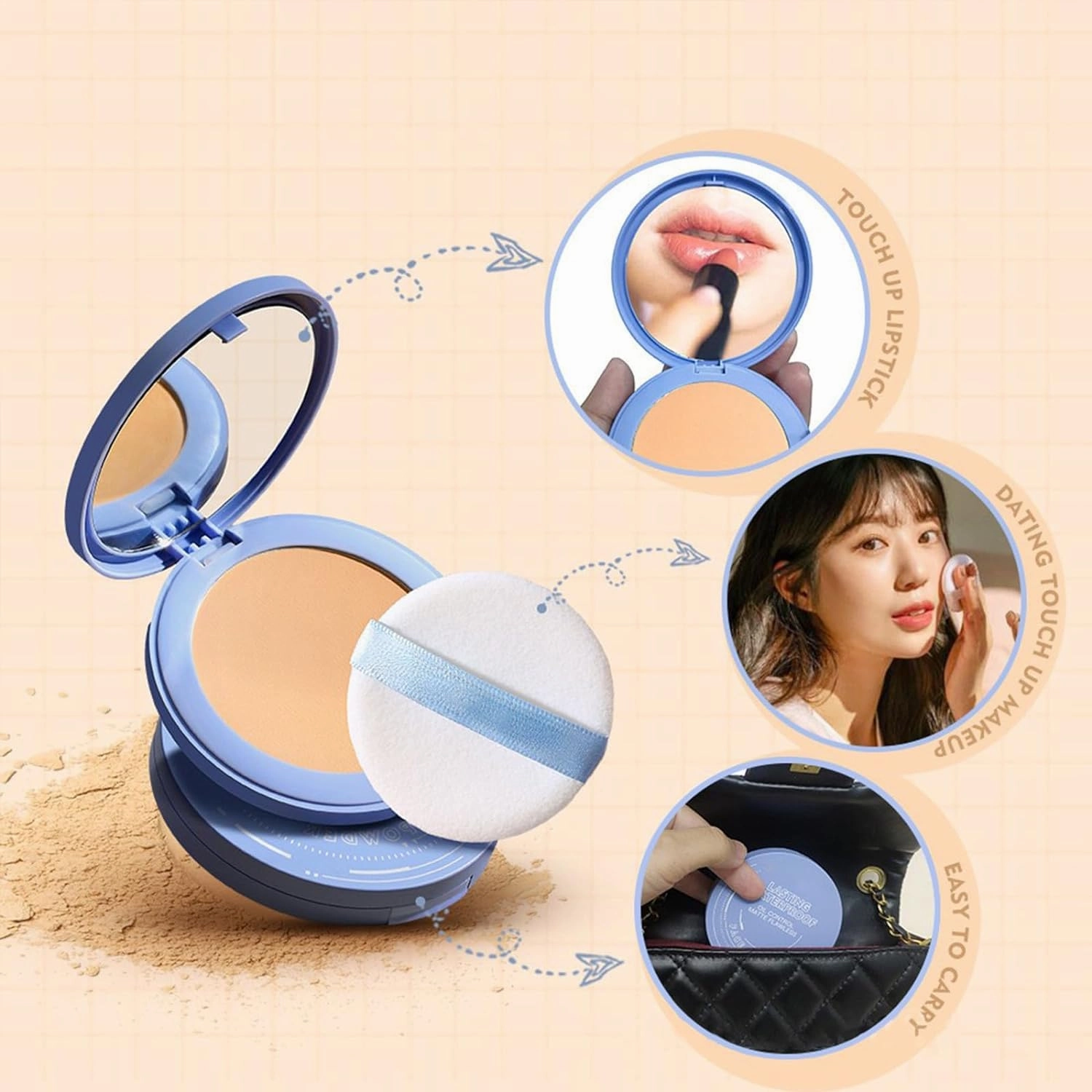 Matte Wet And Dry Powder, Matte Perfections Pressed Powder, Lasting Waterproof Makeup Powder, Oil Control Wet And Dry Face PressedPowder (03#-Pure beige, 1)
