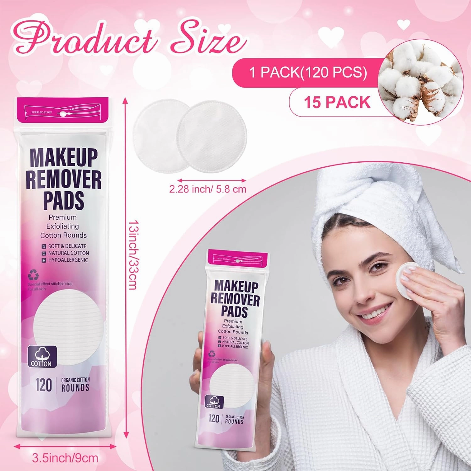 Maxcheck 1800 Count Cotton Rounds Bulk Exfoliating Makeup Remover Pads for Face Cotton Facial Pads Makeup Remover Lint-Free