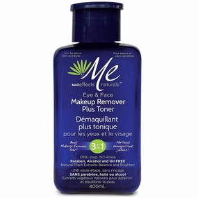 MAXEffects 3 in 1 Cleanser & Toning Liquid Micellar Cleansing Water - Face and Eye Makeup Remover Oil Free with Face Toner, All Natural, Oil and Alcohol Free, 13.5 fl oz