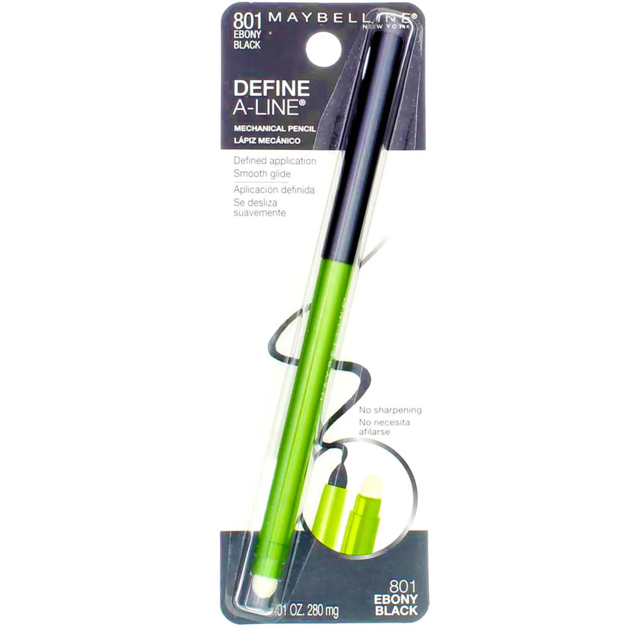 Maybelline Define-A-Line Eyeliner, Ebony Black [801], 1 ea (Pack of 3)