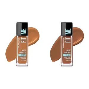 Maybelline Fit Me Matte   Poreless Liquid Foundation Makeup Bundle with Warm Coconut and Nutmeg Shades, 1 Count Each