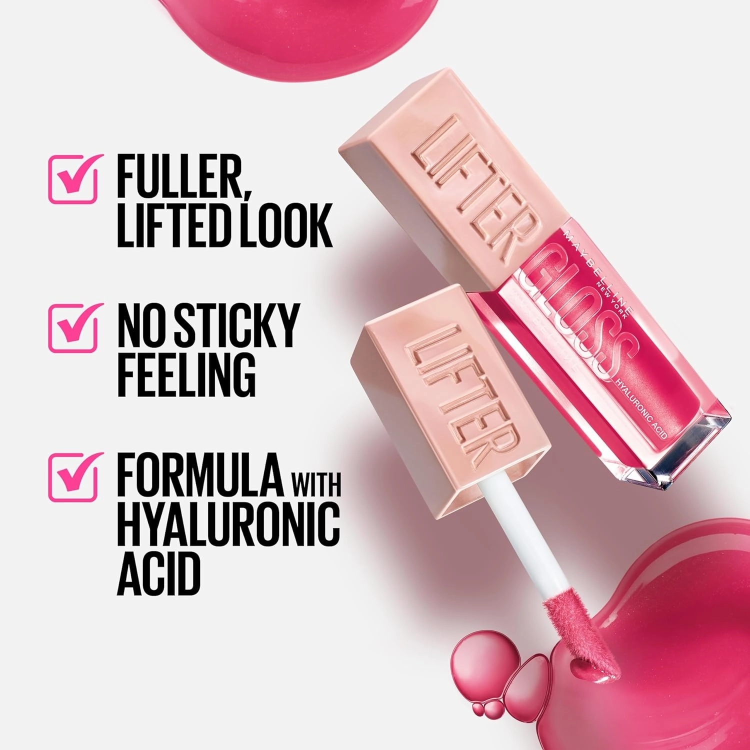 Maybelline Lifter Gloss and Lifter Plump Bundle, Hydrating, Pumping Lip Gloss in Shades Moon and Peach Fever, Pack of 2