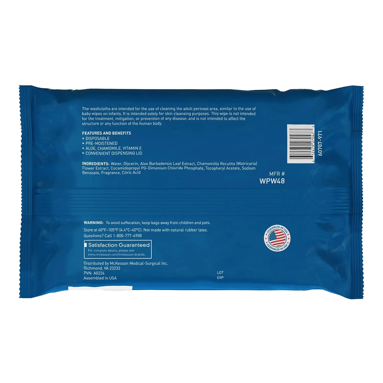 McKesson Washcloth Wipes for Adults, Scented (6 Pack, 576 Washcloths) Disposable Wash Cloths for Body - No-Rinse Formula with Snap Lid - Good for Incontinence and Elderly - 96 Wipes Per Pack