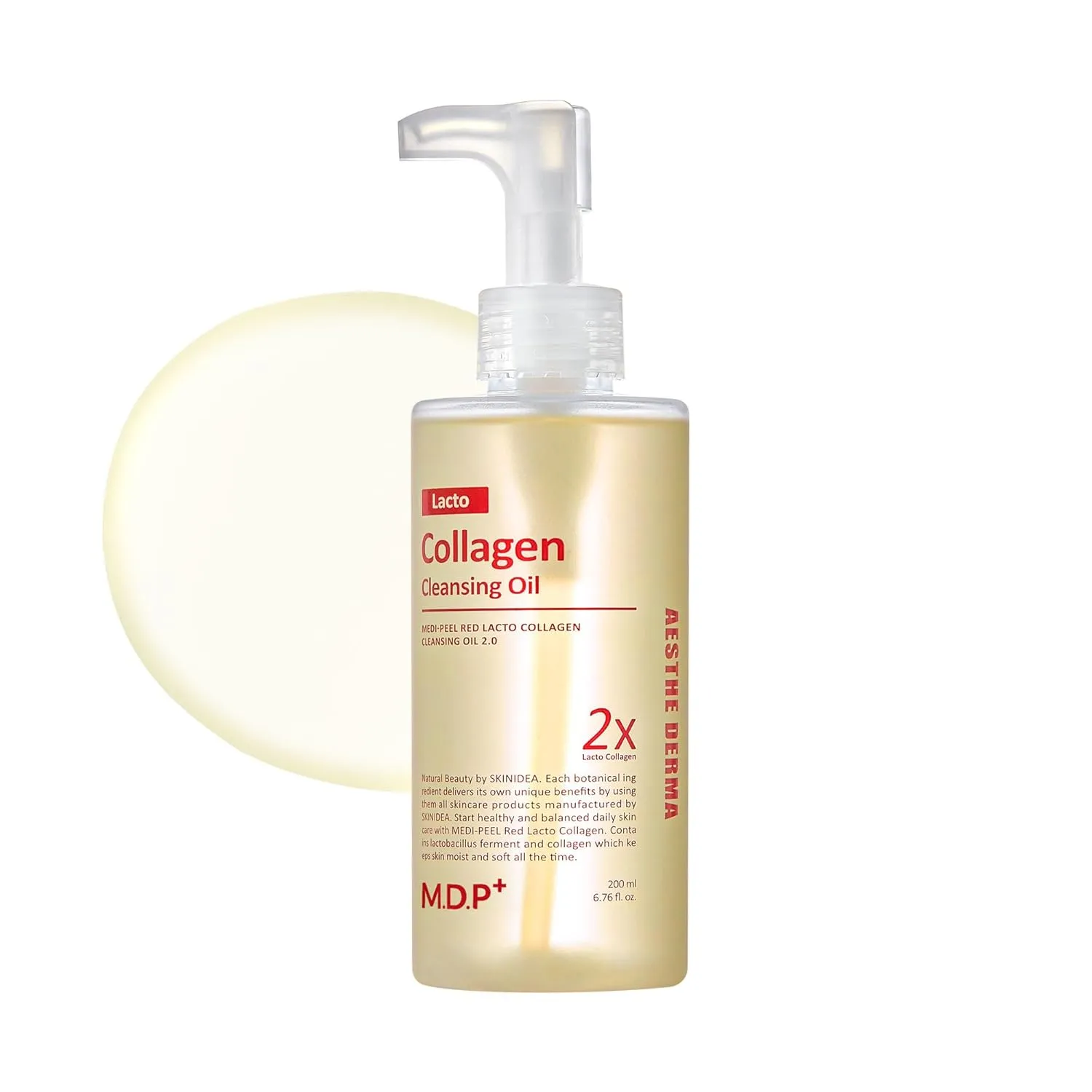 MDP  RED LACTO COLLAGEN CLEANSING OIL 2.0, Pore Control, Deep Cleansing|6.76oz/200ml,Daily Makeup Remover, Blackhead Melting, Pore Cleanser, Korean Facial Cleanser