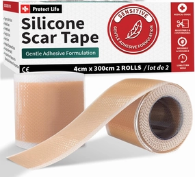 Medical-Grade Silicone Scar Tape Roll (1.6" x 118") Keloid Bump Removal Scar Sheets - Reusable Silicone Tape Scar Removal Strips, Scar Tape for Surgical Scars, C Section Scar Silicone Strips (2 Pack)