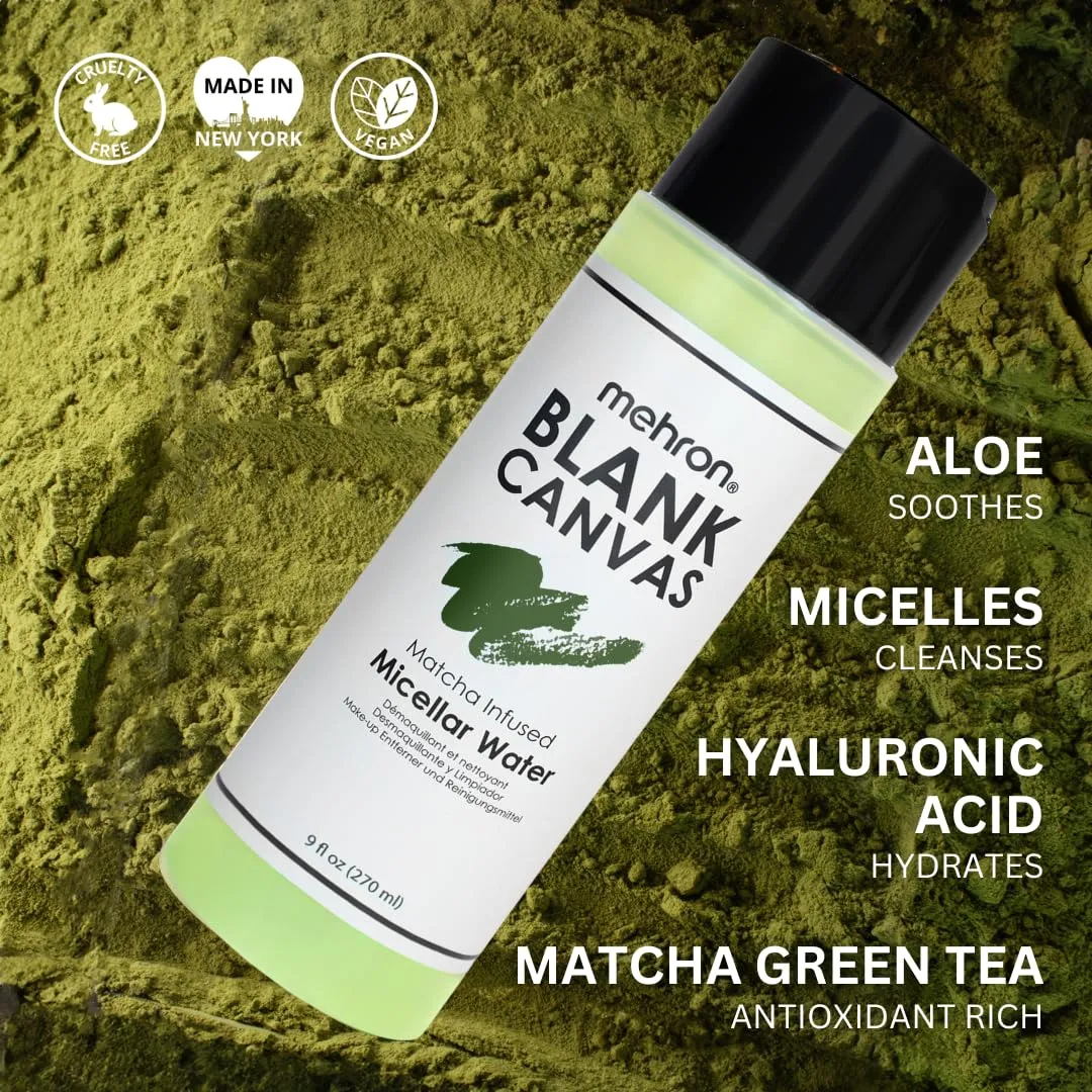 Mehron Makeup Blank Canvas Micellar Water I Professional Makeup Remover for SFX I Cleansing Face and Body Makeup Remover I Vegan