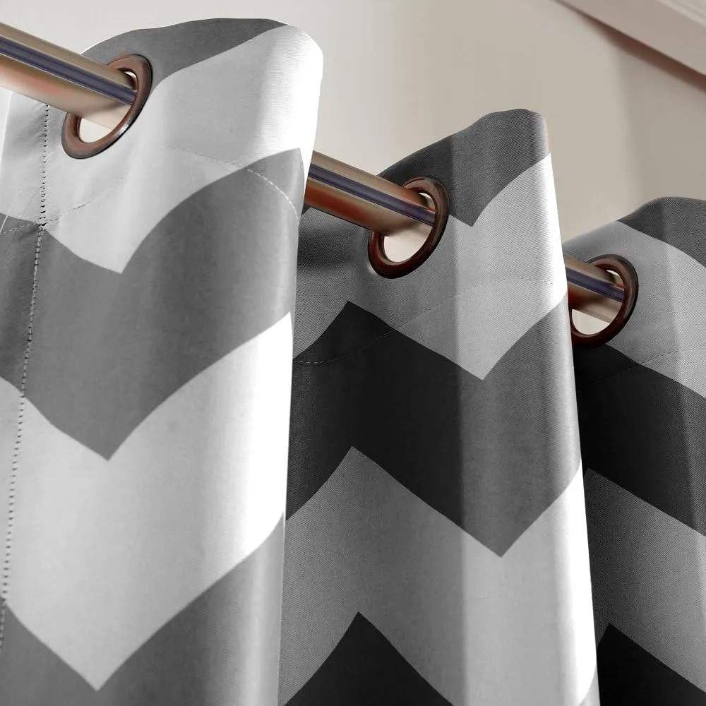 Melodieux Fashion Chevron Curtains for Living Room Dining Room, Darkening Blackout Grommet Top Window Drapes Soundproof Thermal Insulated for Bedroom, 84 Inches Long, 52 by 84 Inch, Gray (1 Panel)