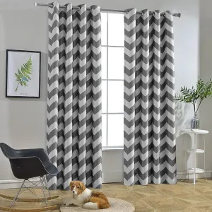 Melodieux Fashion Chevron Curtains for Living Room Dining Room, Darkening Blackout Grommet Top Window Drapes Soundproof Thermal Insulated for Bedroom, 84 Inches Long, 52 by 84 Inch, Gray (1 Panel)