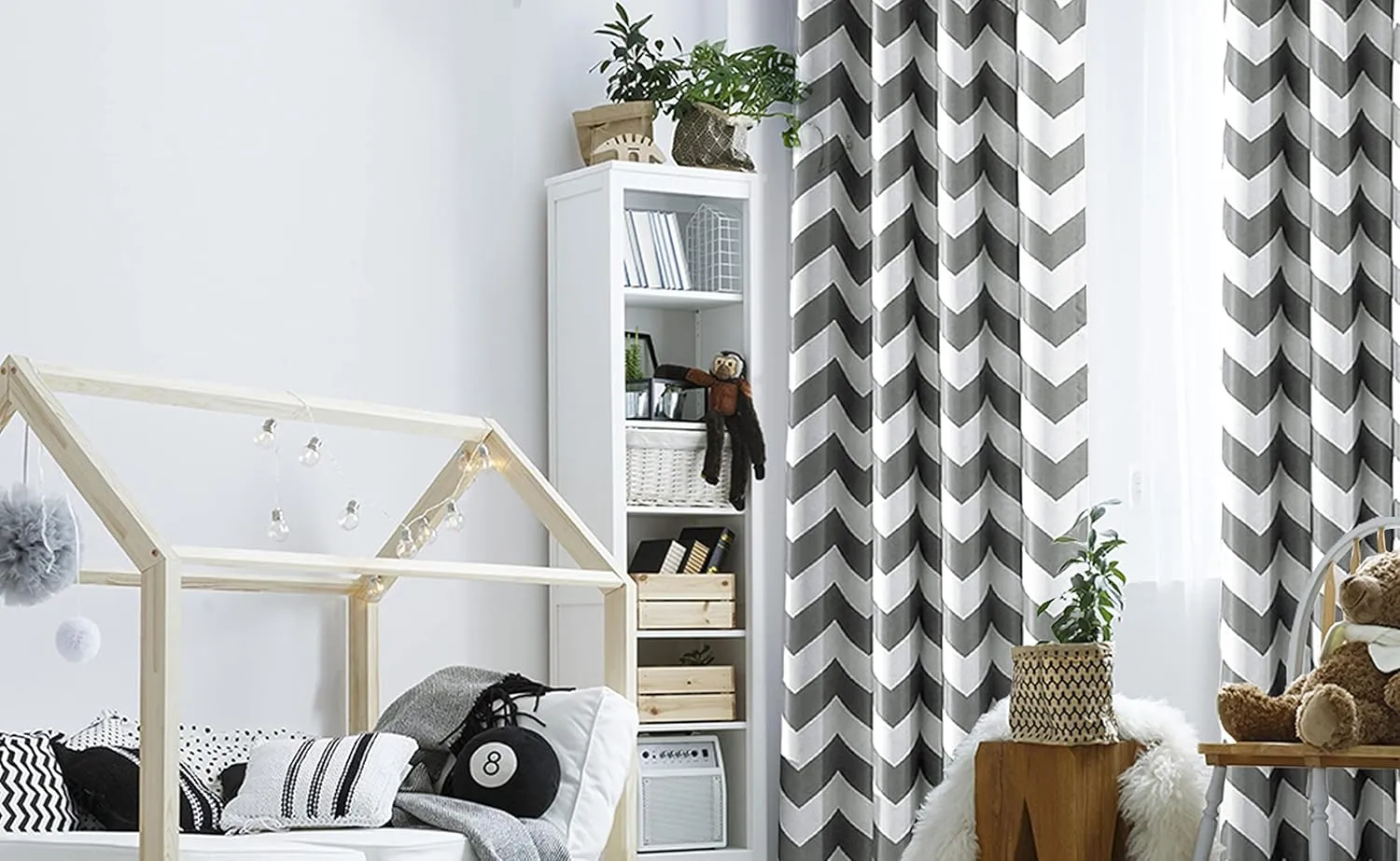 Melodieux Fashion Chevron Curtains for Living Room Dining Room, Darkening Blackout Grommet Top Window Drapes Soundproof Thermal Insulated for Bedroom, 84 Inches Long, 52 by 84 Inch, Gray (1 Panel)