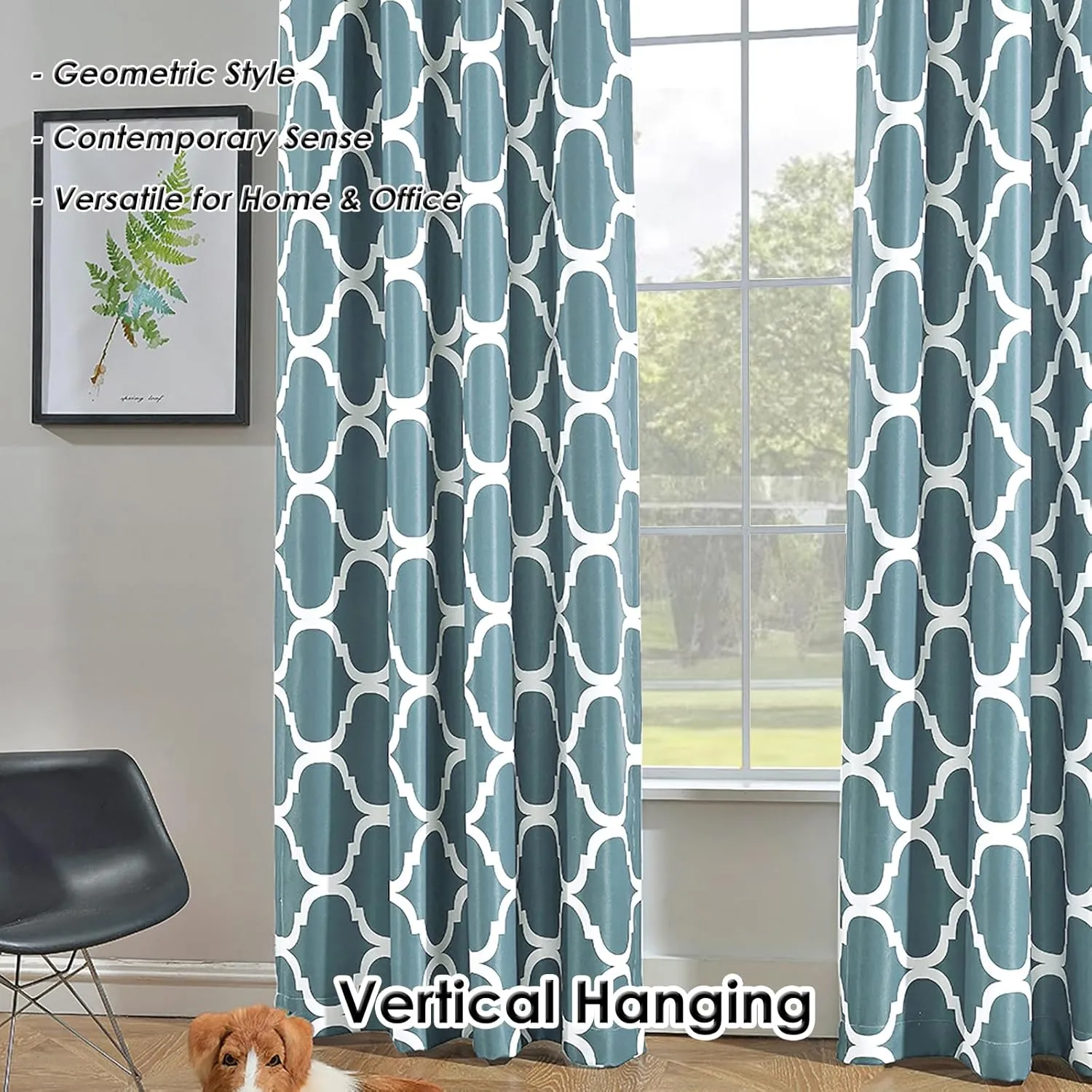 Melodieux Moroccan Fashion Room Darkening Blackout Grommet Curtain for Living Room, 52 by 84 Inch, Dusty Teal (1 Panel)