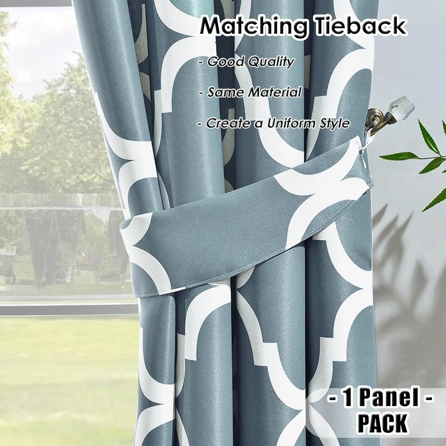 Melodieux Moroccan Fashion Room Darkening Blackout Grommet Curtain for Living Room, 52 by 84 Inch, Dusty Teal (1 Panel)
