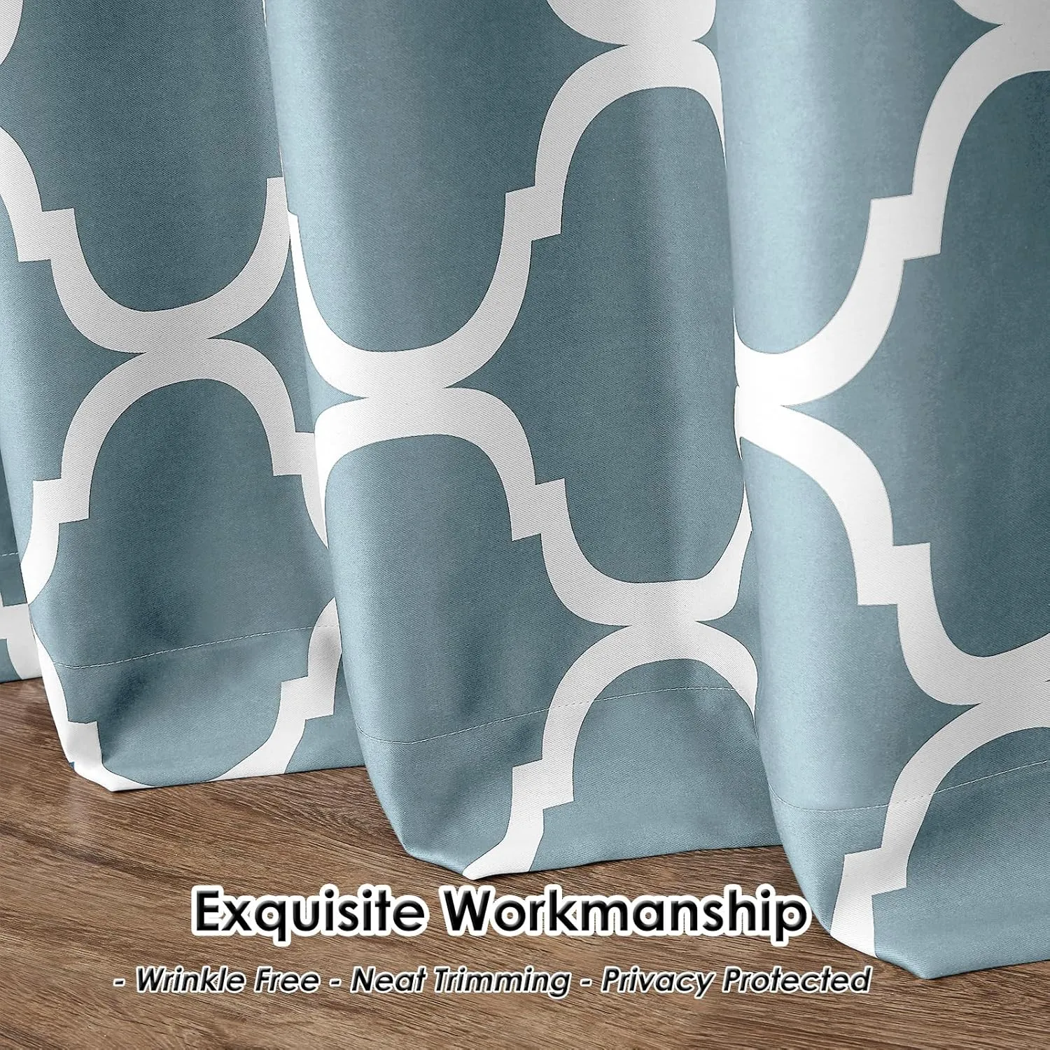 Melodieux Moroccan Fashion Room Darkening Blackout Grommet Curtain for Living Room, 52 by 84 Inch, Dusty Teal (1 Panel)