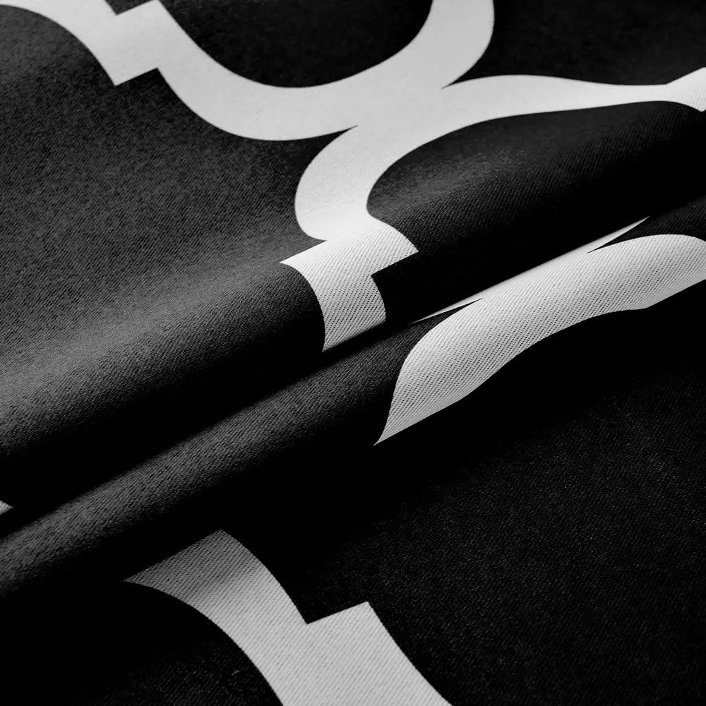 Melodieux Moroccan Fashion Room Darkening Blackout Grommet Top Curtains for Living Room, 52 by 84 Inch, Black (1 Panel)
