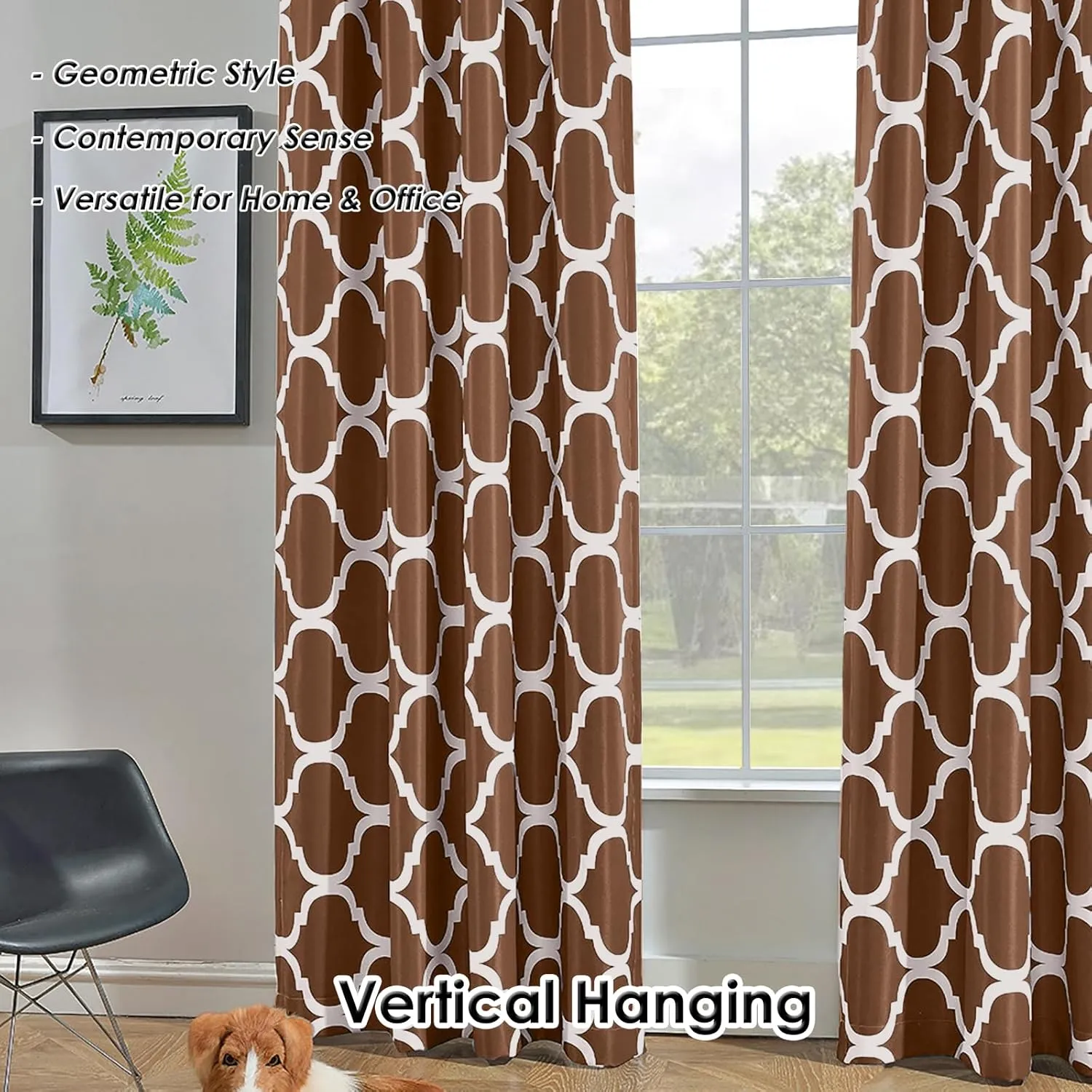Melodieux Moroccan Fashion Room Darkening Blackout Grommet Top Curtains for Living Room, 52 by 84 Inch, Coffee (1 Panel)