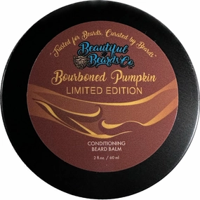 Mens Natural Beard Conditioning Balm with Beeswax, Argan & Hempseed Oil, Conditions & Smooths (2oz, Bourboned Pumpkin - Aged Bourbon, Dark Rum, Vanilla, Pumpkin)
