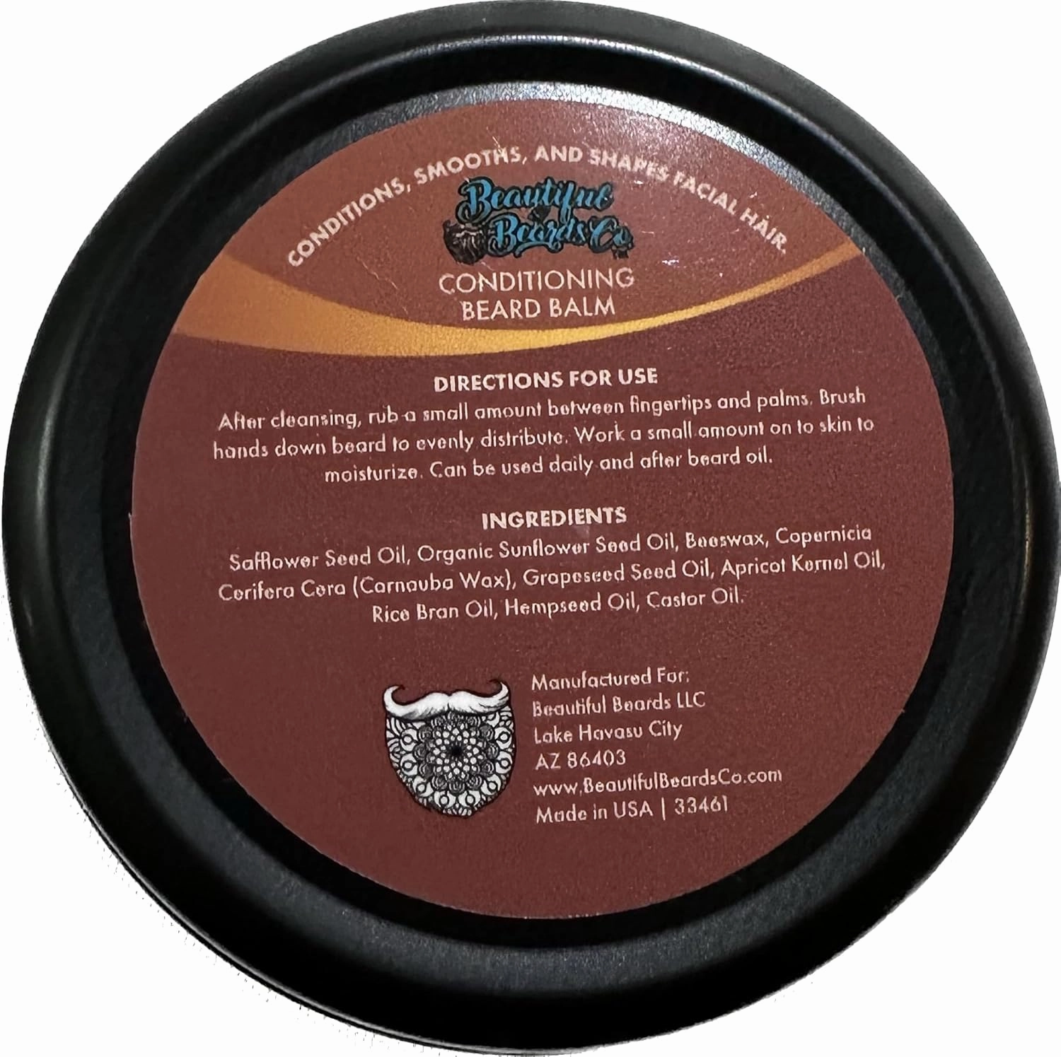 Mens Natural Beard Conditioning Balm with Beeswax, Argan & Hempseed Oil, Conditions & Smooths (2oz, Bourboned Pumpkin - Aged Bourbon, Dark Rum, Vanilla, Pumpkin)