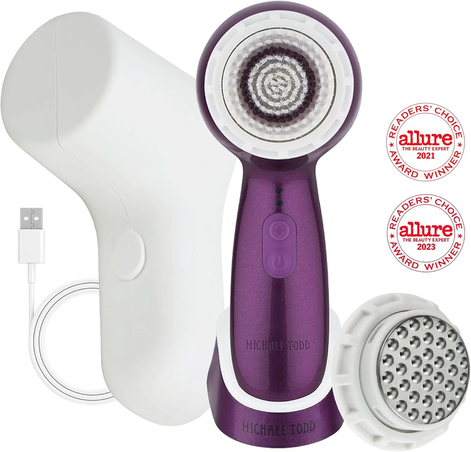 Michael Todd Beauty Soniclear Allure 2024 Best of Beauty Winner Facial Cleansing   Exfoliation Brush System with 3 speeds, Serum Infusion Head   Travel Case