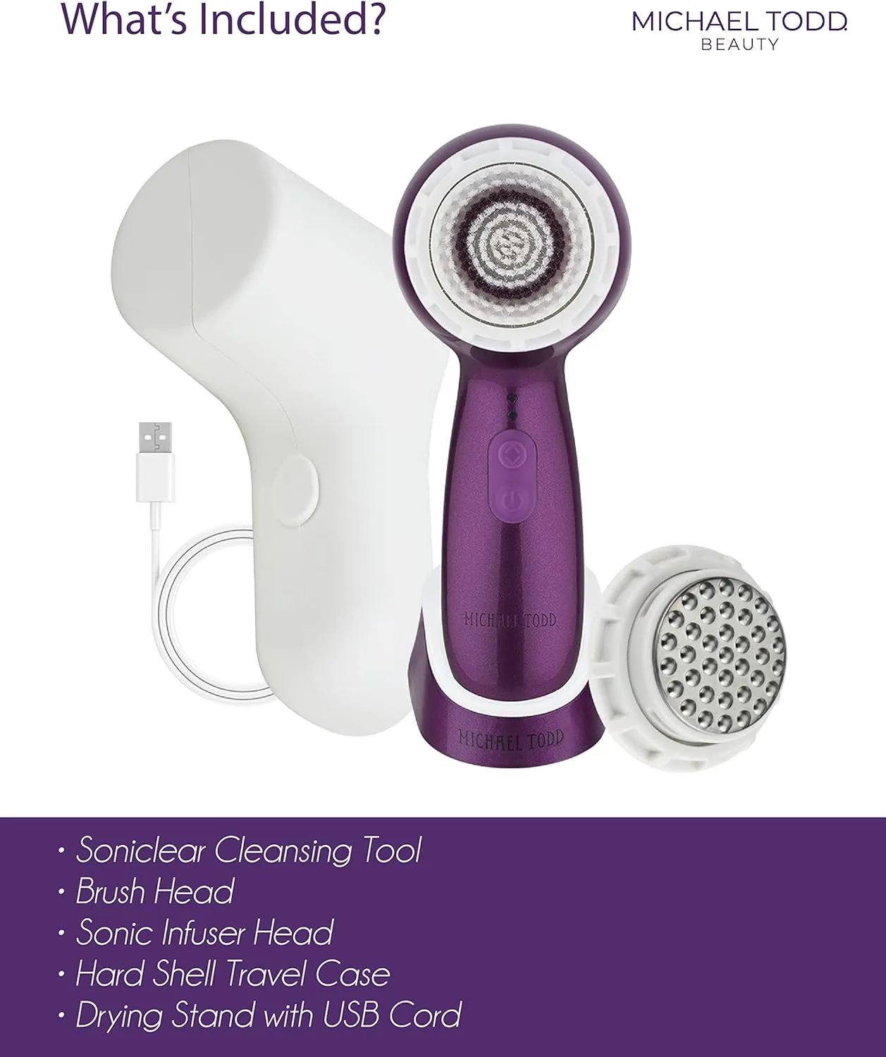 Michael Todd Beauty Soniclear Allure 2024 Best of Beauty Winner Facial Cleansing   Exfoliation Brush System with 3 speeds, Serum Infusion Head   Travel Case