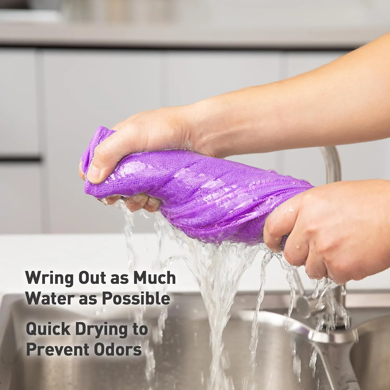 Microfiber Cleaning Cloth-50Pcs (13x13 inch) Ultra Soft, Highly Absorbent Rags for Cleaning, Reusable & Lint Free, Machine Wash (Purple)
