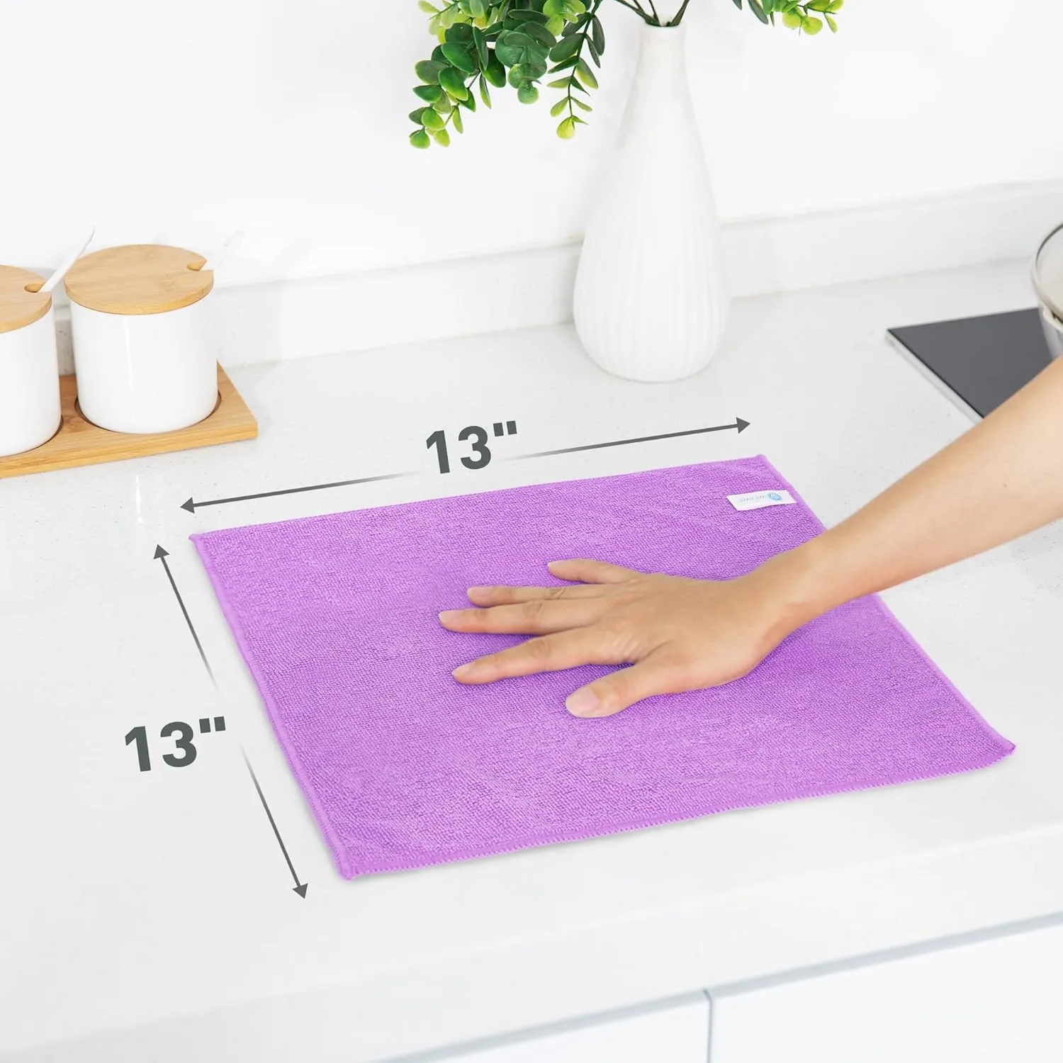 Microfiber Cleaning Cloth-50Pcs (13x13 inch) Ultra Soft, Highly Absorbent Rags for Cleaning, Reusable & Lint Free, Machine Wash (Purple)