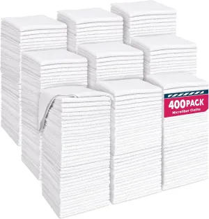 Microfiber Cleaning Cloths-400 Pack, Microfiber Towels Bulk, Towels for Cars, Cleaning Rags White (12x12 inches)