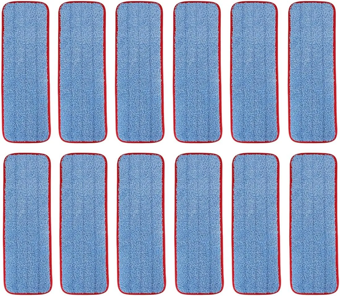 Microfiber Mop Pads for Rubbermaid Commercial 18 Inch Mop and 17 Inch Mop - 12 Pack Reusable Wet & Dry Cleaning Mop Head Replacement Refills Fit for Any Microfiber Flat Mop System 18" and 17"