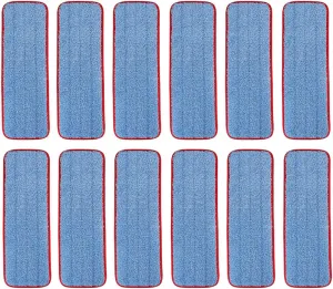 Microfiber Mop Pads for Rubbermaid Commercial 18 Inch Mop and 17 Inch Mop - 12 Pack Reusable Wet & Dry Cleaning Mop Head Replacement Refills Fit for Any Microfiber Flat Mop System 18" and 17"