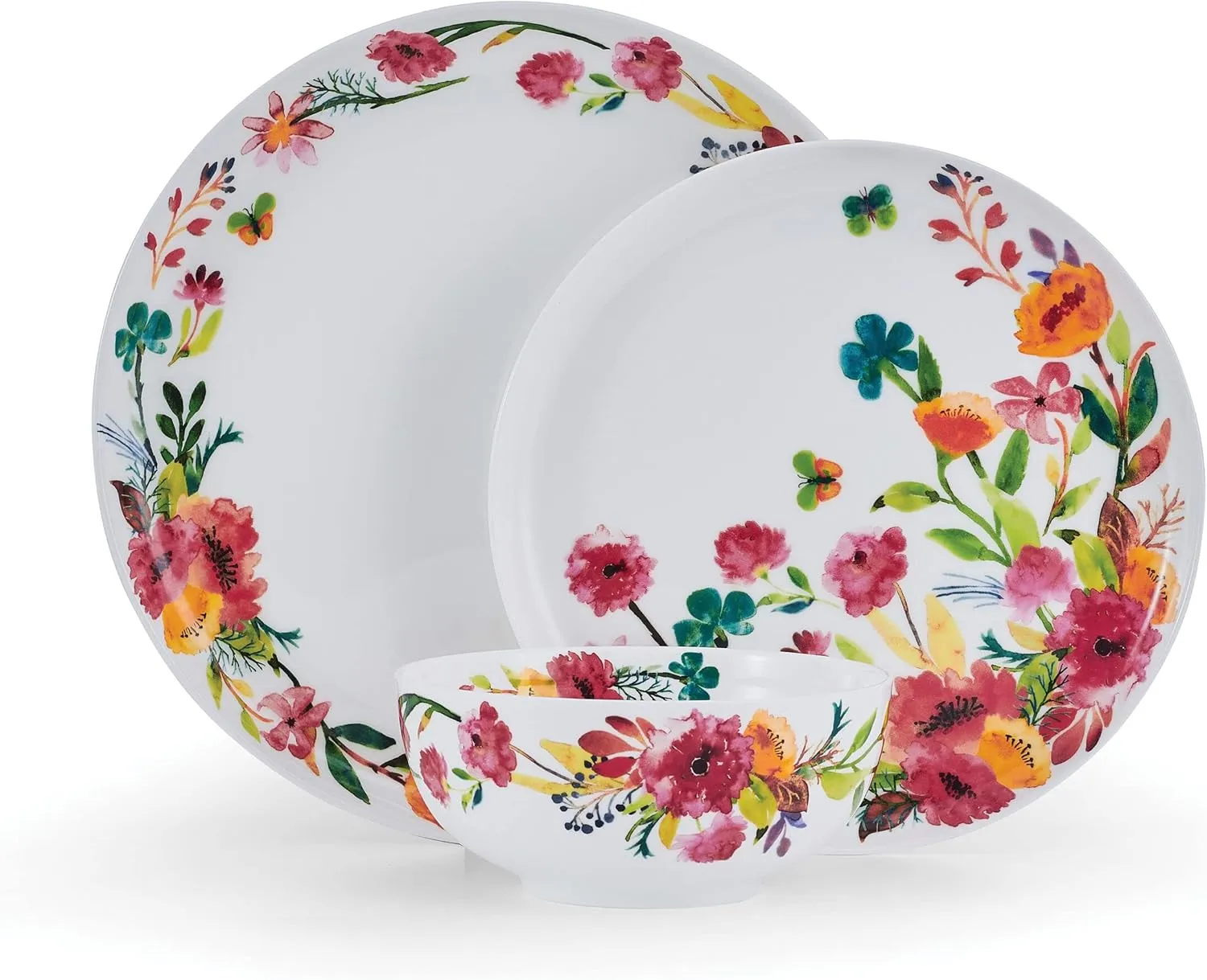 Mikasa Karina Bone China Lightweight Chip Resistant 12 Piece Dinnerware Set, Service for 4