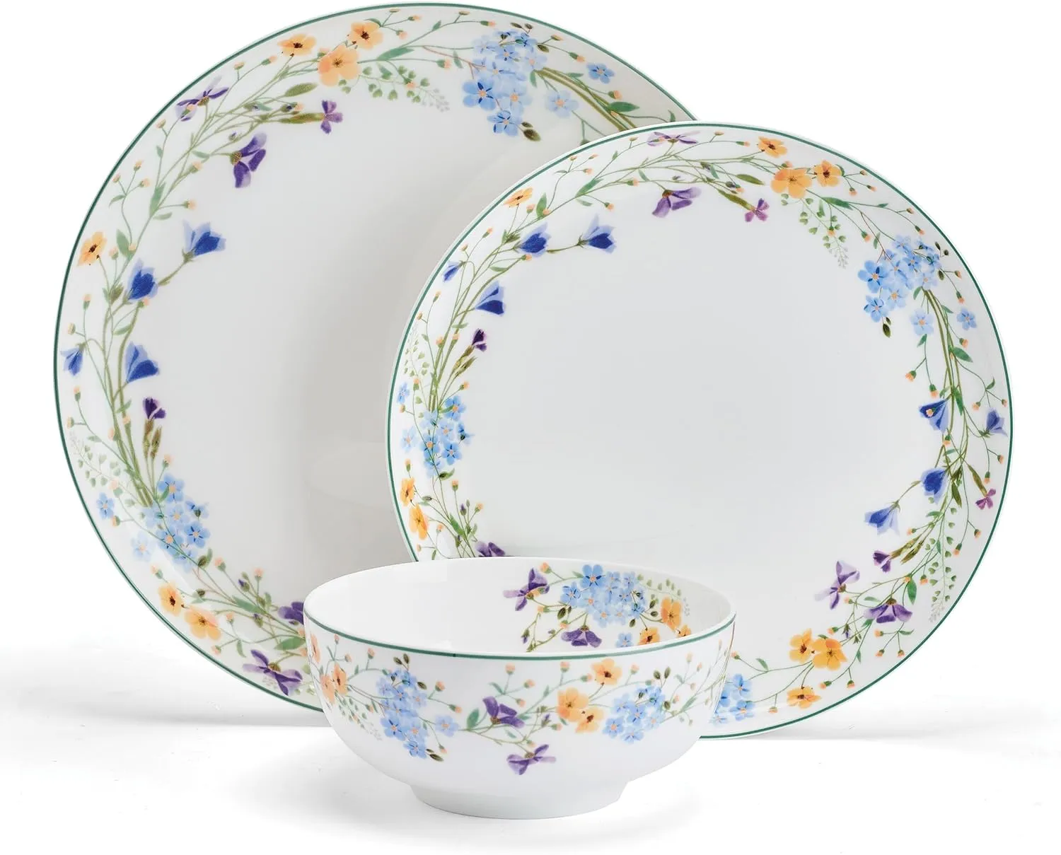 Mikasa Quinn Lightweight Bone China 12 Piece Dinnerware Plate Bowl Set, Service for 4