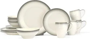 Mikasa Swirl Ombre Graphite 16 Piece Dinnerware Set, Service for 4