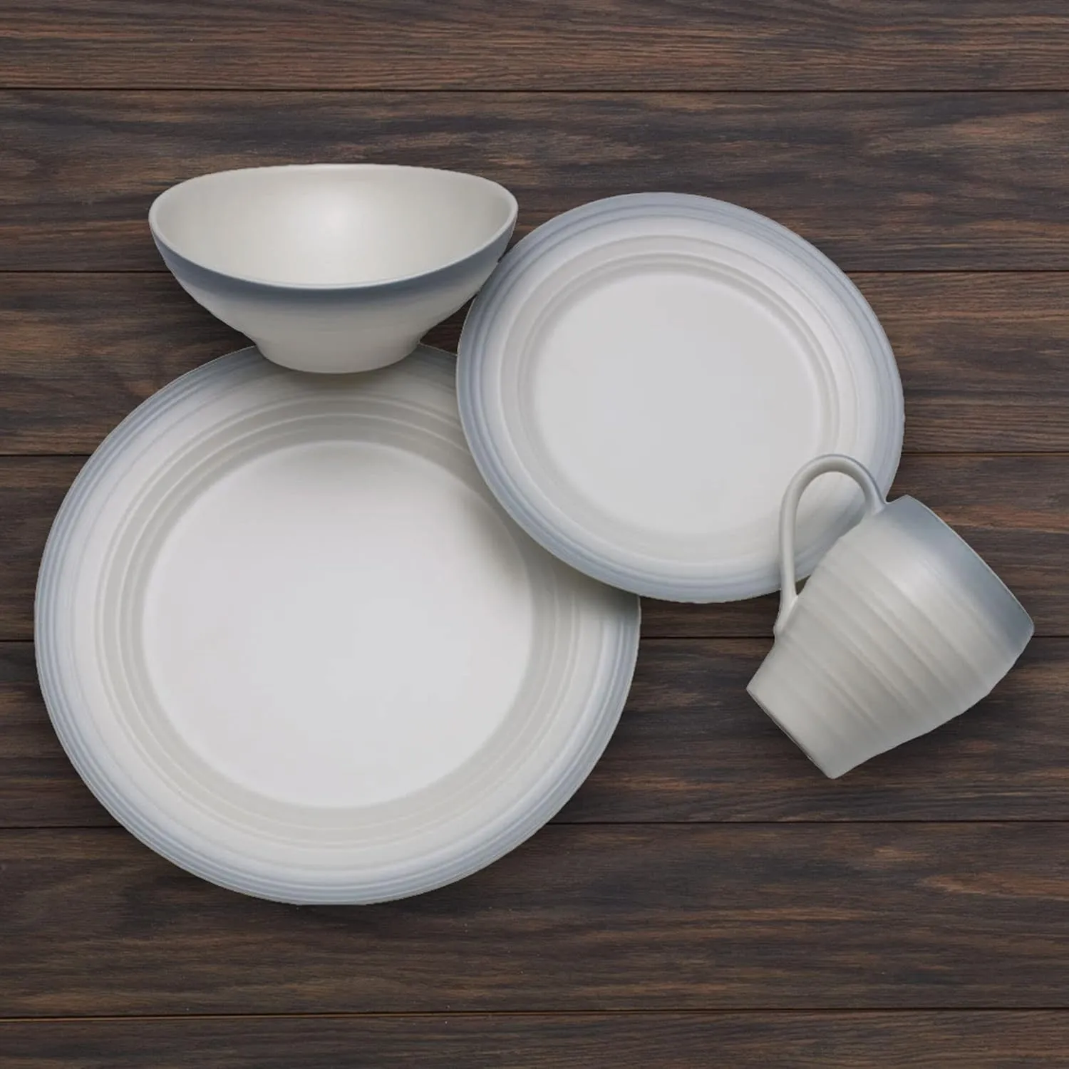 Mikasa Swirl Ombre Grey 16 Piece Dinnerware Set, Service for 4