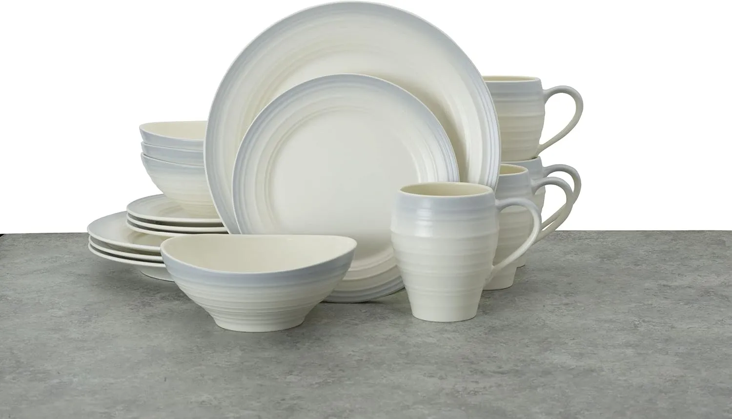 Mikasa Swirl Ombre Grey 16 Piece Dinnerware Set, Service for 4
