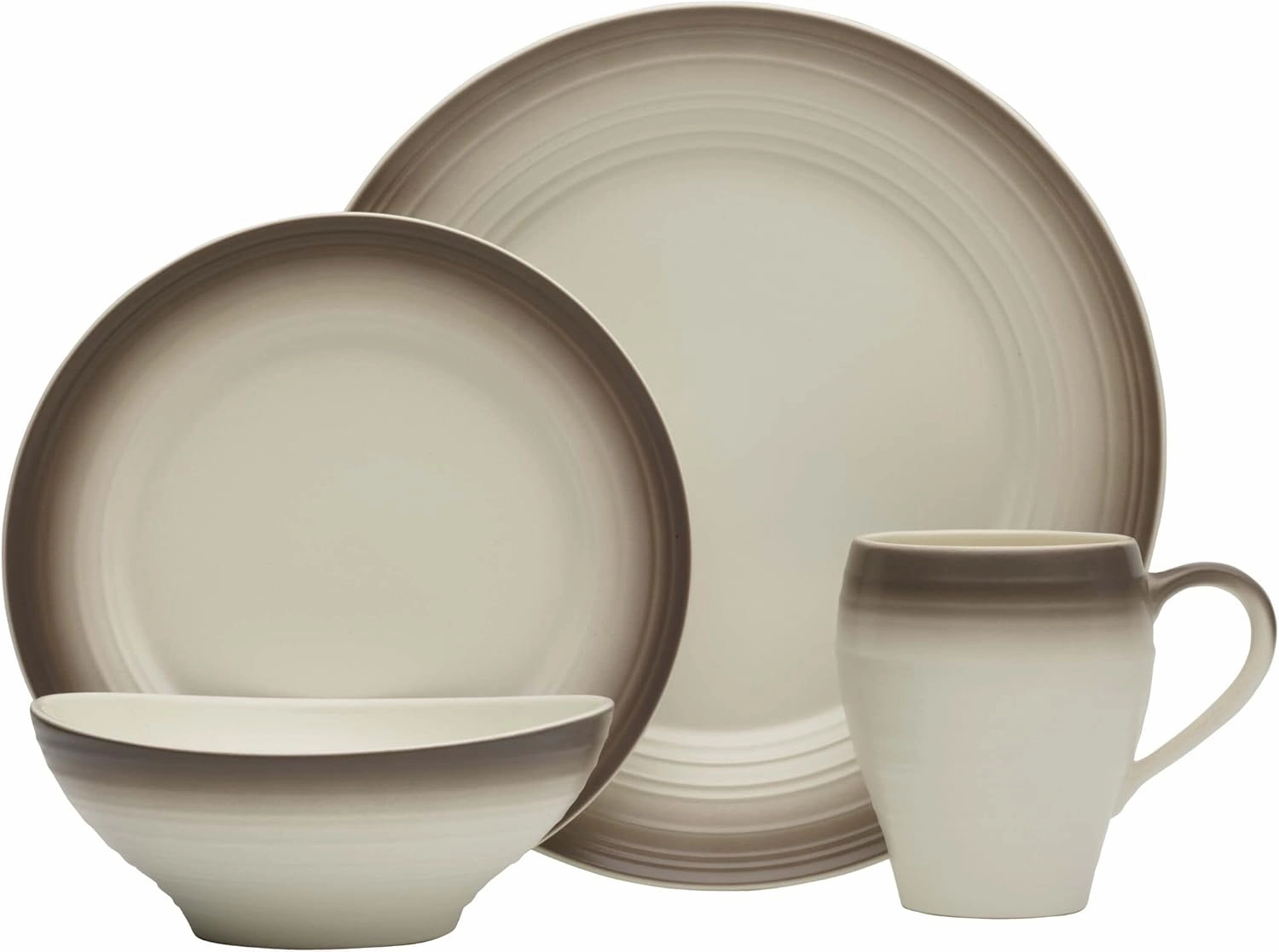 Mikasa Swirl 16-Piece Dinnerware Set, Service For 4, Ombre Mocha