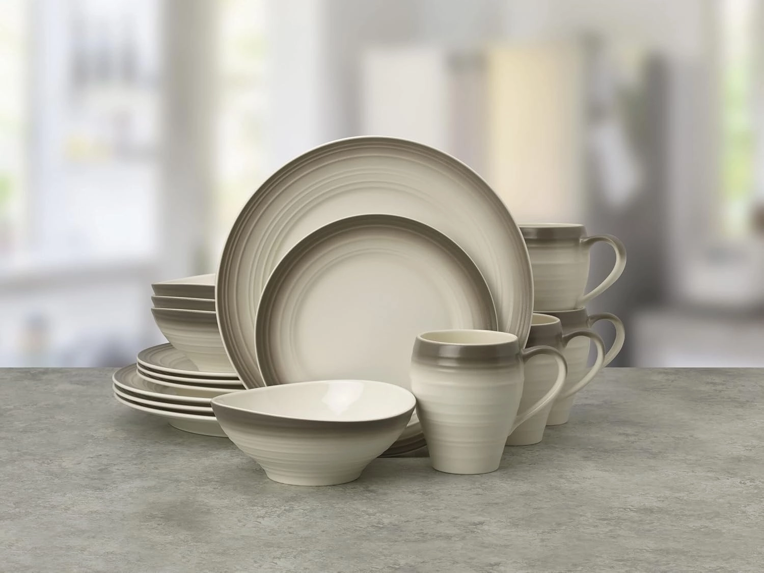 Mikasa Swirl 16-Piece Dinnerware Set, Service For 4, Ombre Mocha