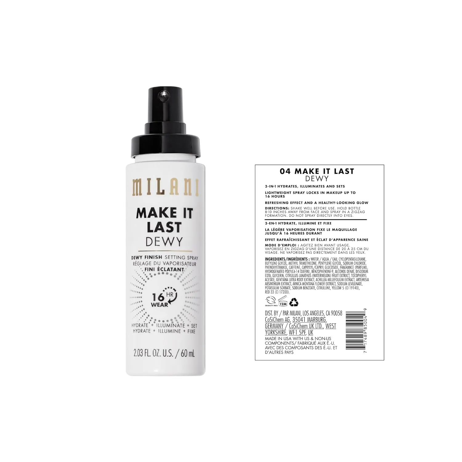 Milani Make It Last Dewy - Dewy Finish Setting Spray - 3 in 1- Hydrate   Illuminate   Set, Makeup Finishing Spray - Makeup Primer & Hydrating Setting Spray - 2 Pack