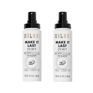 Milani Make It Last Dewy - Dewy Finish Setting Spray - 3 in 1- Hydrate   Illuminate   Set, Makeup Finishing Spray - Makeup Primer & Hydrating Setting Spray - 2 Pack
