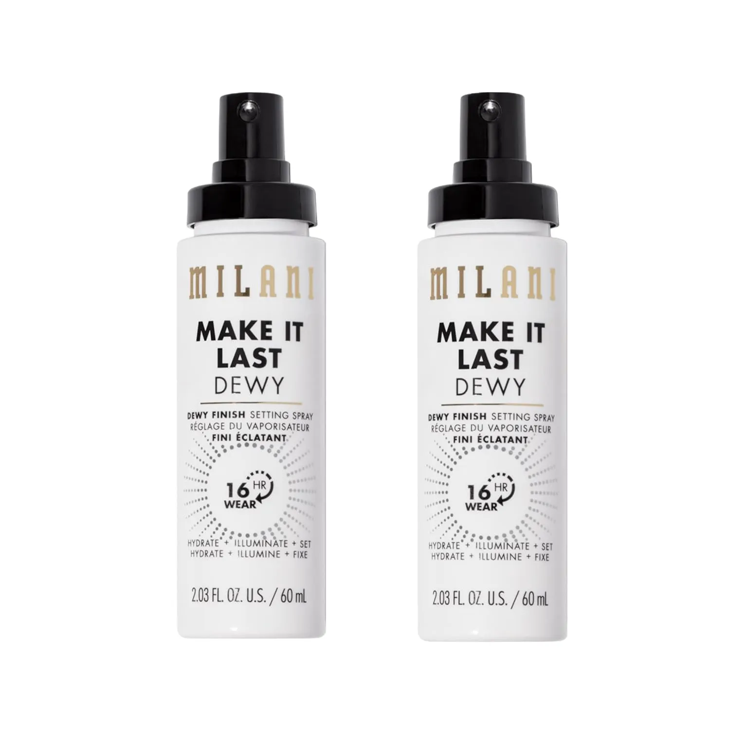 Milani Make It Last Dewy - Dewy Finish Setting Spray - 3 in 1- Hydrate   Illuminate   Set, Makeup Finishing Spray - Makeup Primer & Hydrating Setting Spray - 2 Pack