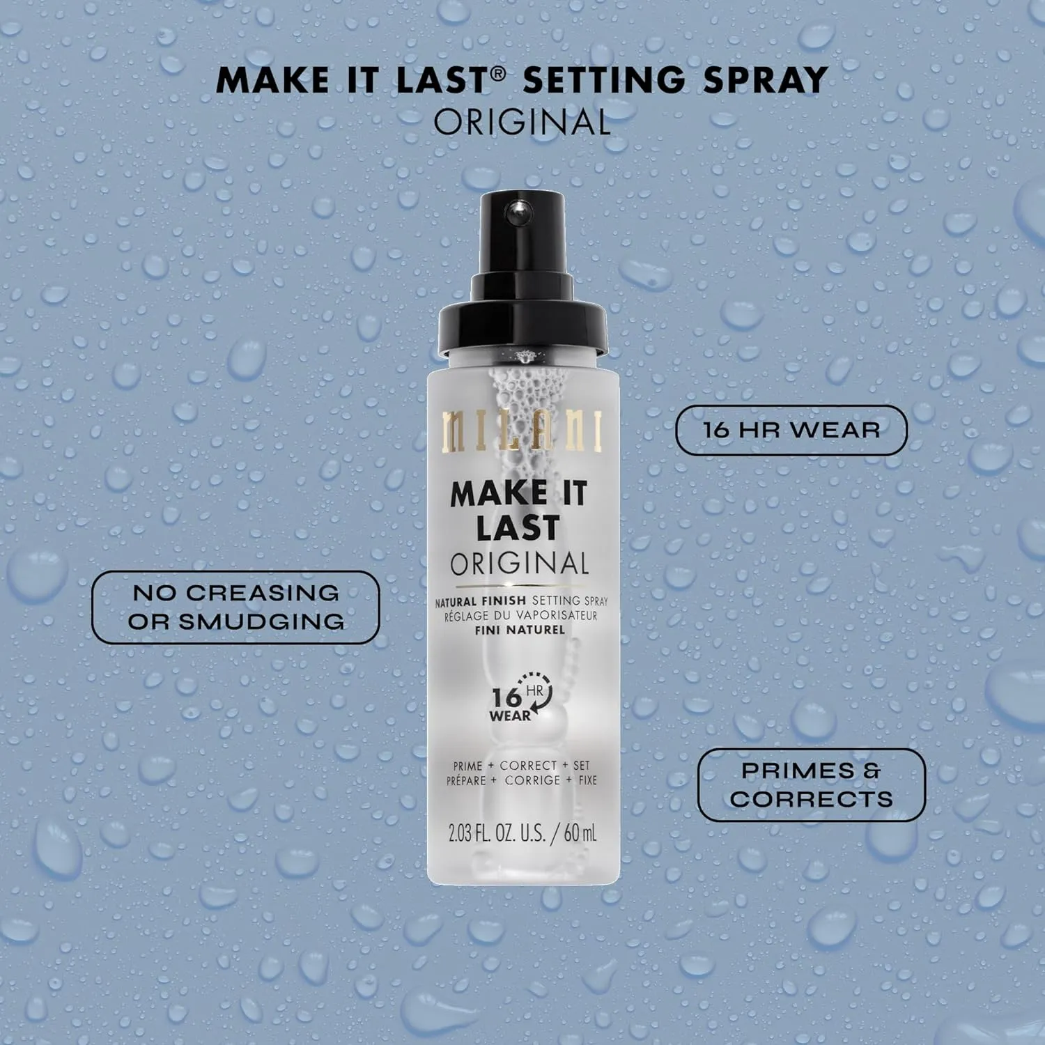 Milani Make It Last Original - Natural Finish Setting SPray - 3-in-1 Setting Spray and Primer- Prime   Correct   Set - Makeup Finishing Spray and Primer - Long Lasting Makeup Primer and Spray - 2 Pack