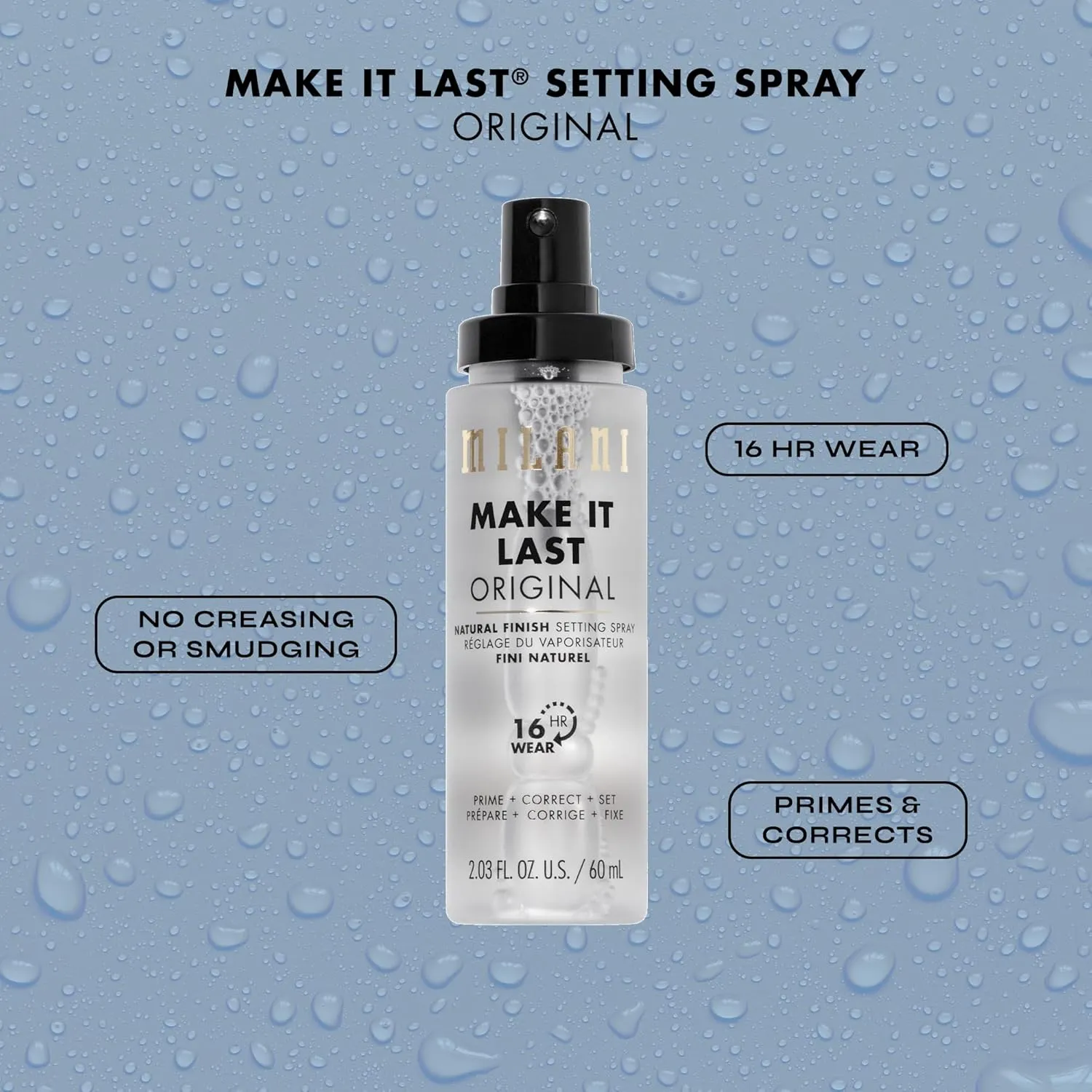 Milani Setting Spray   Primer, Make It Last Original - Natural Finish with Niacinamide for Hydration, Setting Spray for Makeup and Face Primer, 3-in-1 Prime   Hydrate   Set, 2.03 Fl. Oz - 2 Pack