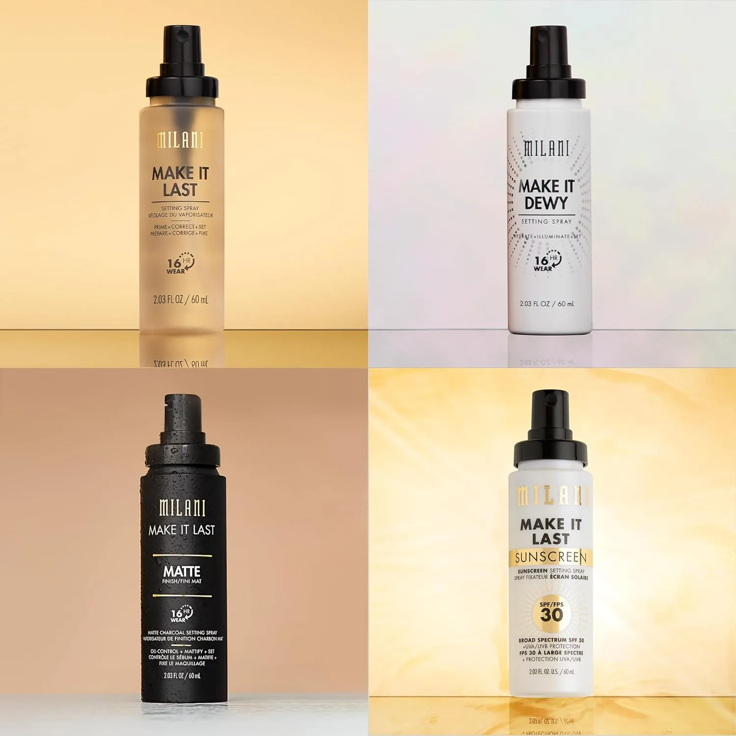 Milani Setting Spray   Primer, Make It Last Original - Natural Finish with Niacinamide for Hydration, Setting Spray for Makeup and Face Primer, 3-in-1 Prime   Hydrate   Set, 2.03 Fl. Oz - 2 Pack