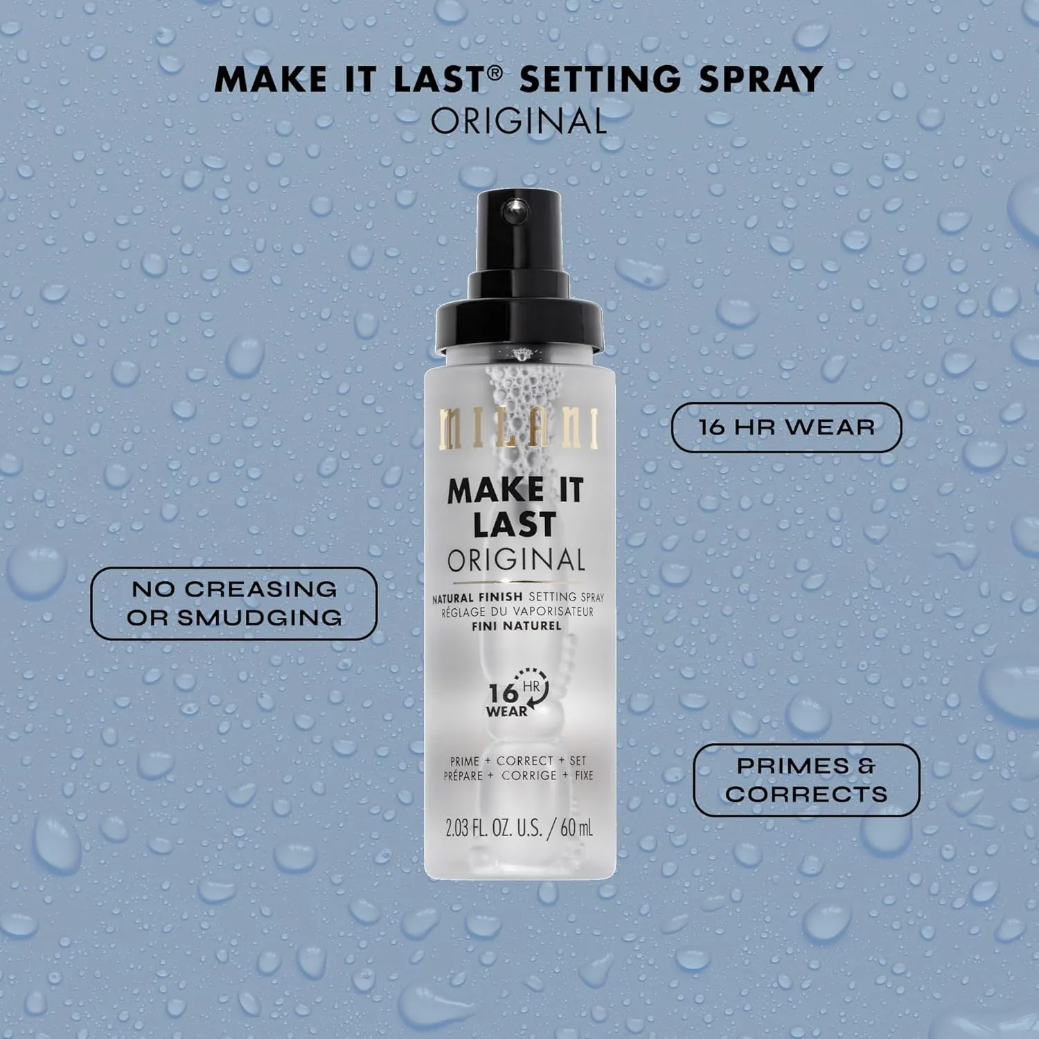 Milani Setting Spray   Primer, Make It Last Original - Natural Finish with Niacinamide for Hydration, Setting Spray for Makeup and Face Primer, 3-in-1 Prime   Hydrate   Set, 2.03 Fl. Oz - 2 Pack