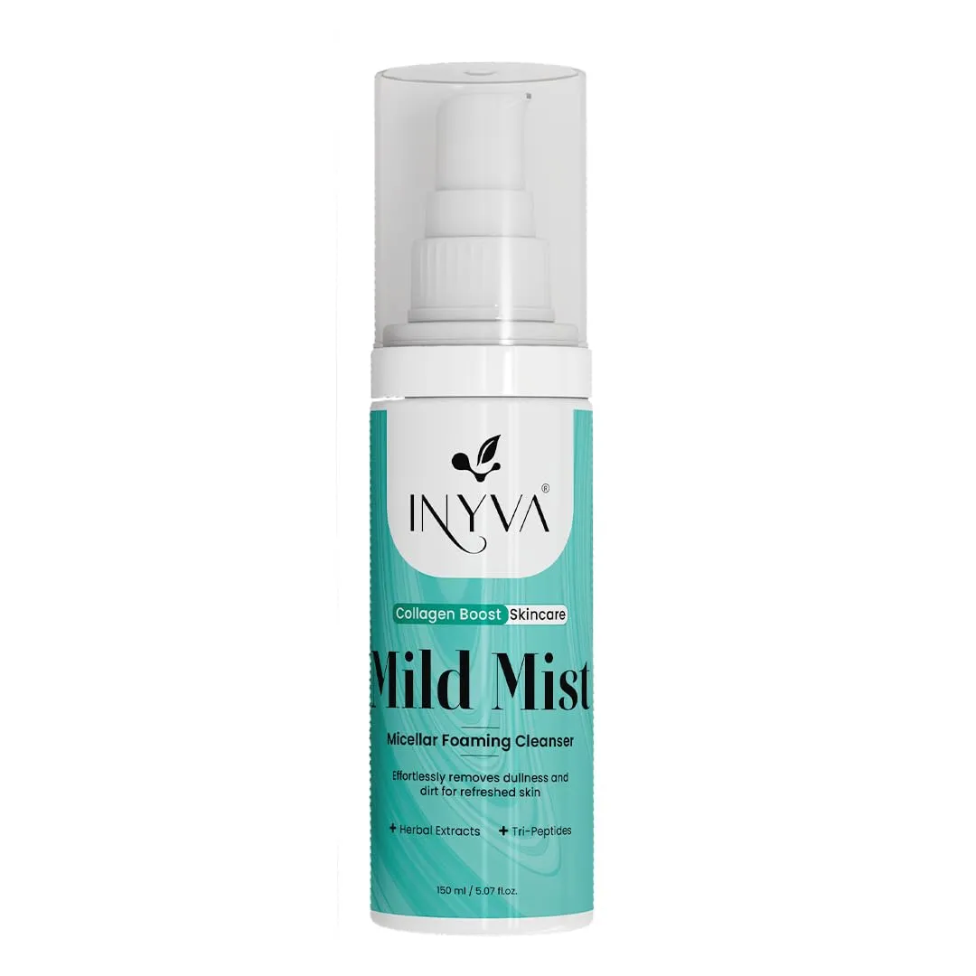 MildMist Micellar Foaming Cleanser - With Tripeptides & Herbal Extracts - Gentle Rejuvenation for All Skin Types - 5.01 Oz