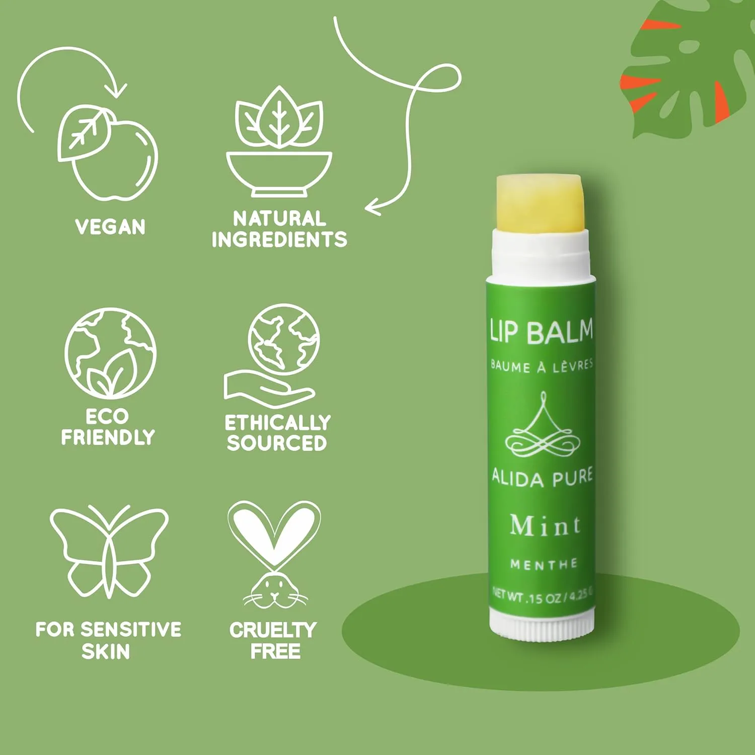 Mint Lip Balm Collection, Vegan Set, Beeswax Free, with Avocado And, Organic Jojoba Oil, and Vitamin E, Natural Moisturizer for Dry, Chapped Lips, 5 Tube Set