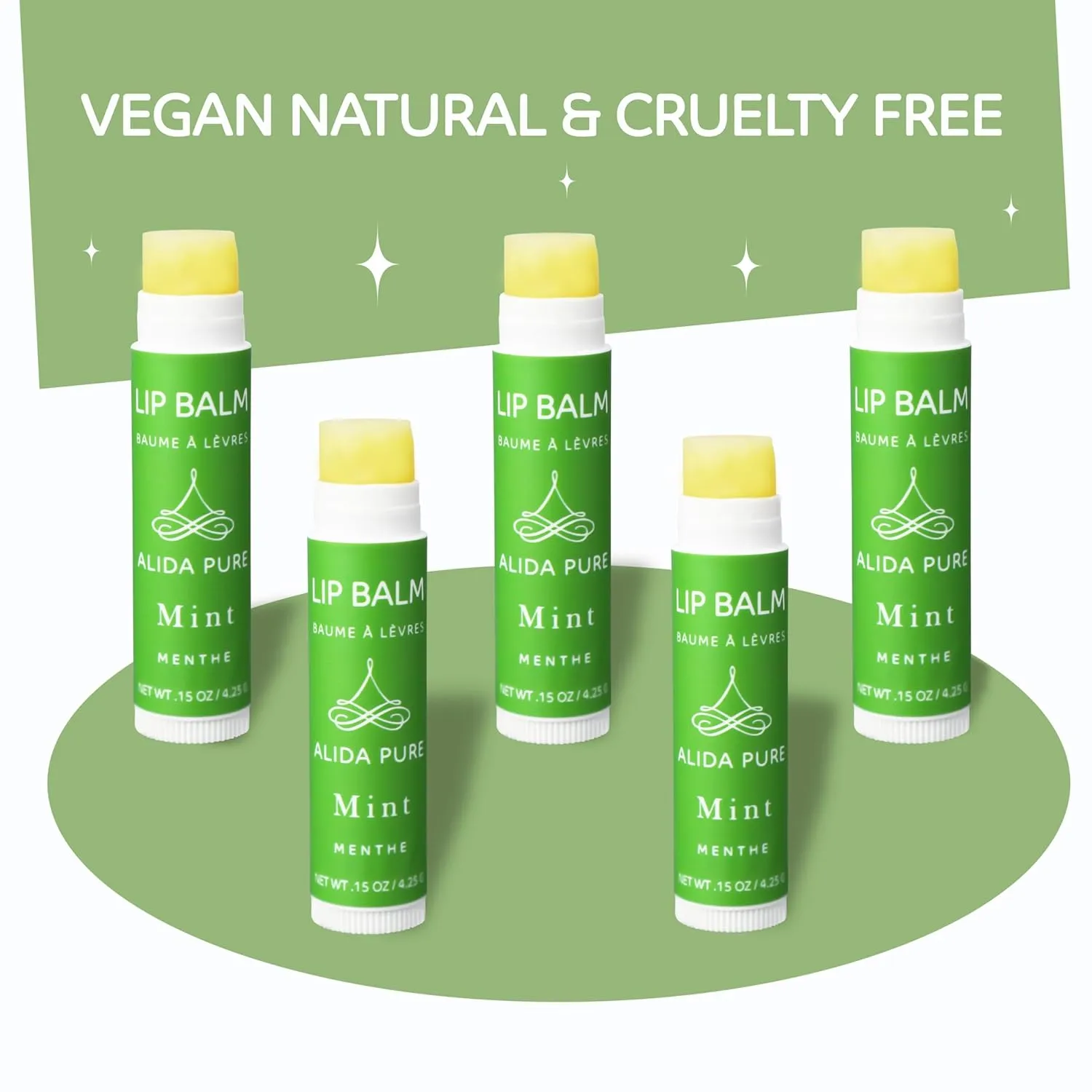 Mint Lip Balm Collection, Vegan Set, Beeswax Free, with Avocado And, Organic Jojoba Oil, and Vitamin E, Natural Moisturizer for Dry, Chapped Lips, 5 Tube Set