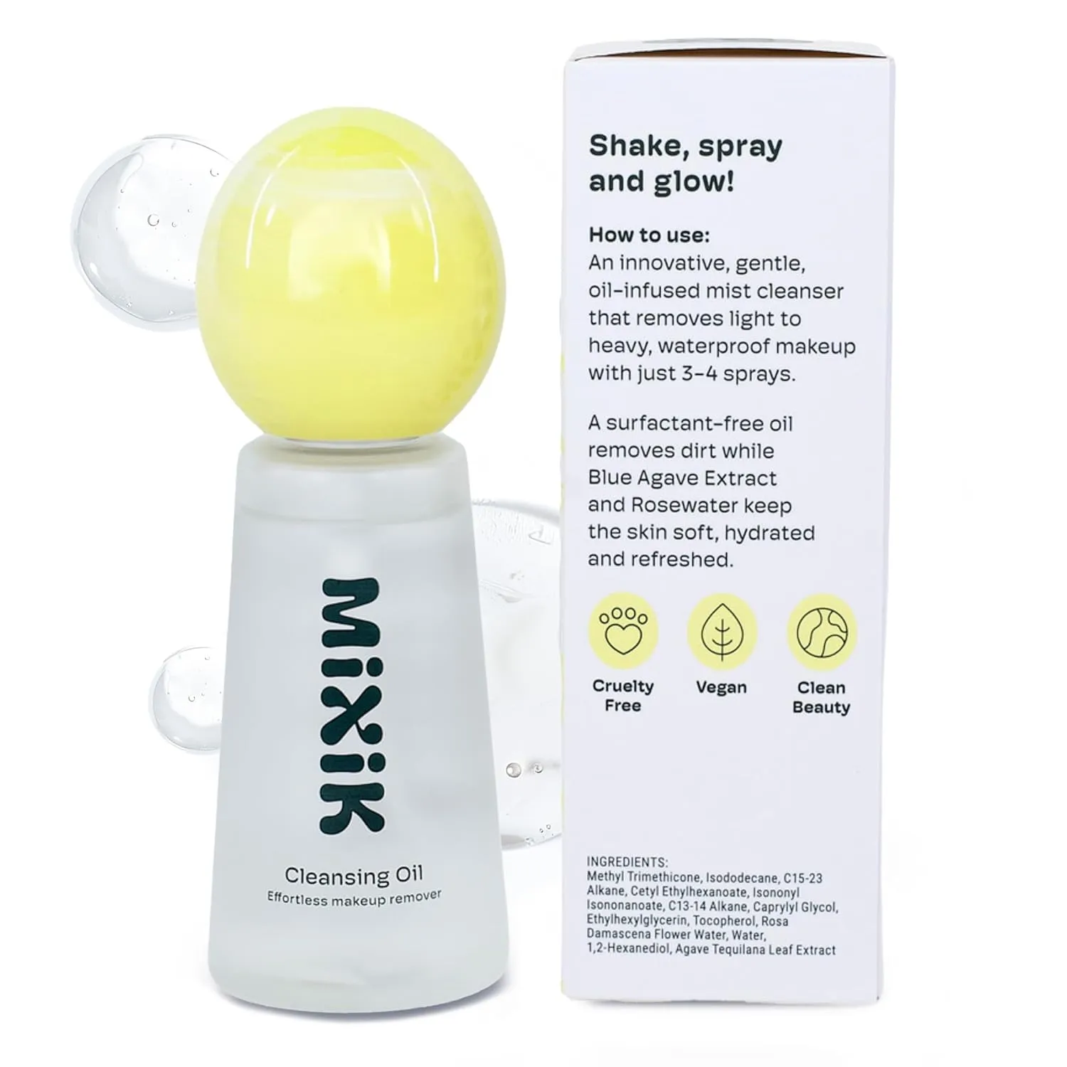 MIXIK Deep Oil Cleanser Spray - Skin Care, Makeup - Sunscreen Remover, Alcohol Free Facial Oil Cleanser Wash, Eye Makeup Remover, Surfactant Free (80 ml (2.7 fl oz) Full Size)