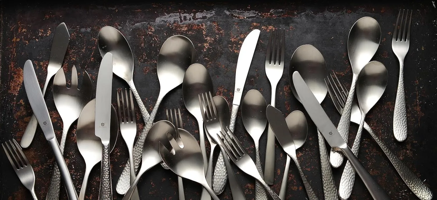 Modern Fidenza Silverware Set - 18/10 Stainless Steel Flatware Set for Elegant Dining - Dishwasher Safe Cutlery Set (40-Piece Matte)