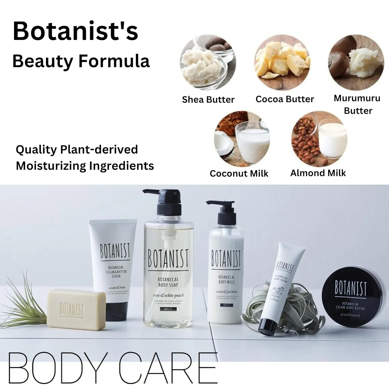 Moisturizing Body Wash for Sensitive Skin Women & Men, Natural Shower Gel w/Botanical Butter Milk™, Sulfate & Paraben Free Body Soap from Japan, MOIST, Rose & White Peach,16.5 Fl Oz, 3EA