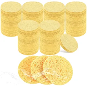 Molain 200PCS Cellulose Face Sponge, Compressed Facial Sponges, Cosmetic Spa Sponges for Gentle Cleansing, Exfoliating, and Makeup Removal - Perfect for Estheticians and Home Use
